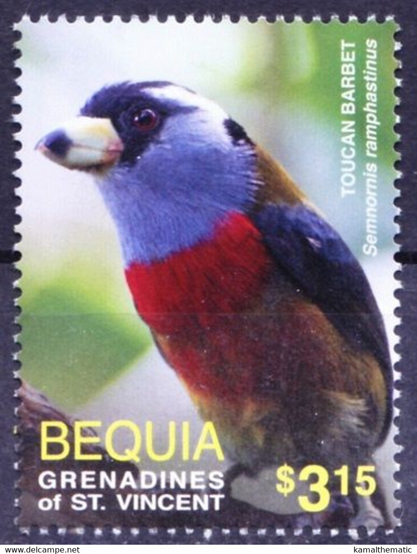 Gr. Of St. Vincent, Bequia 2016 MNH, Toucan Barbet, Birds - - Coucous, Touracos