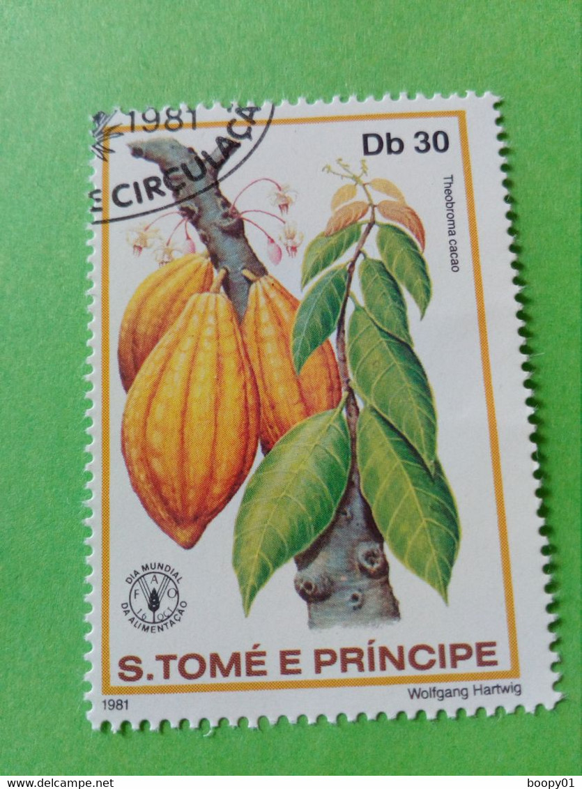 SAO TOME E PRINCIPE - Saint-Thomas Et Prince - Timbre 1981 : Fruits - Le Cacaoyer (Theobroma Cacao) - São Tomé Und Príncipe