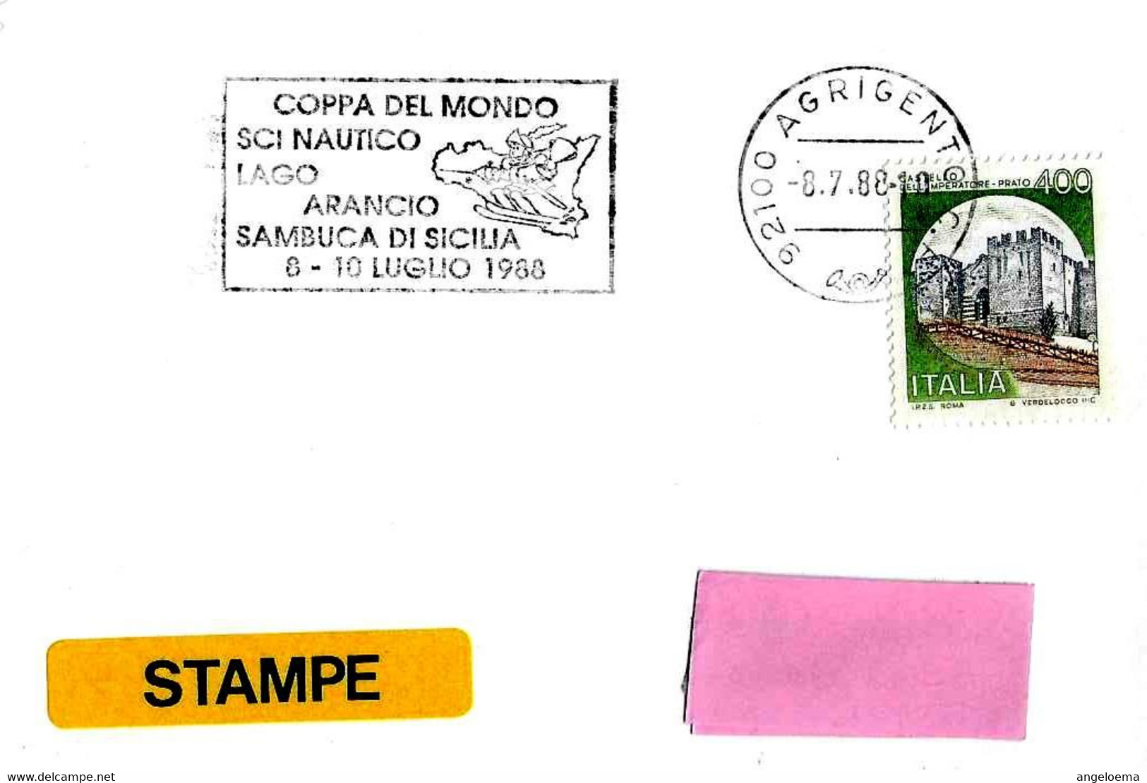ITALIA - 1988 AGRIGENTO Coppa Mondo SCI NAUTICO Sul Lago Arancio A Sambuca (pupo Siciliano Sugli Sci) - 4412 - Ski Náutico