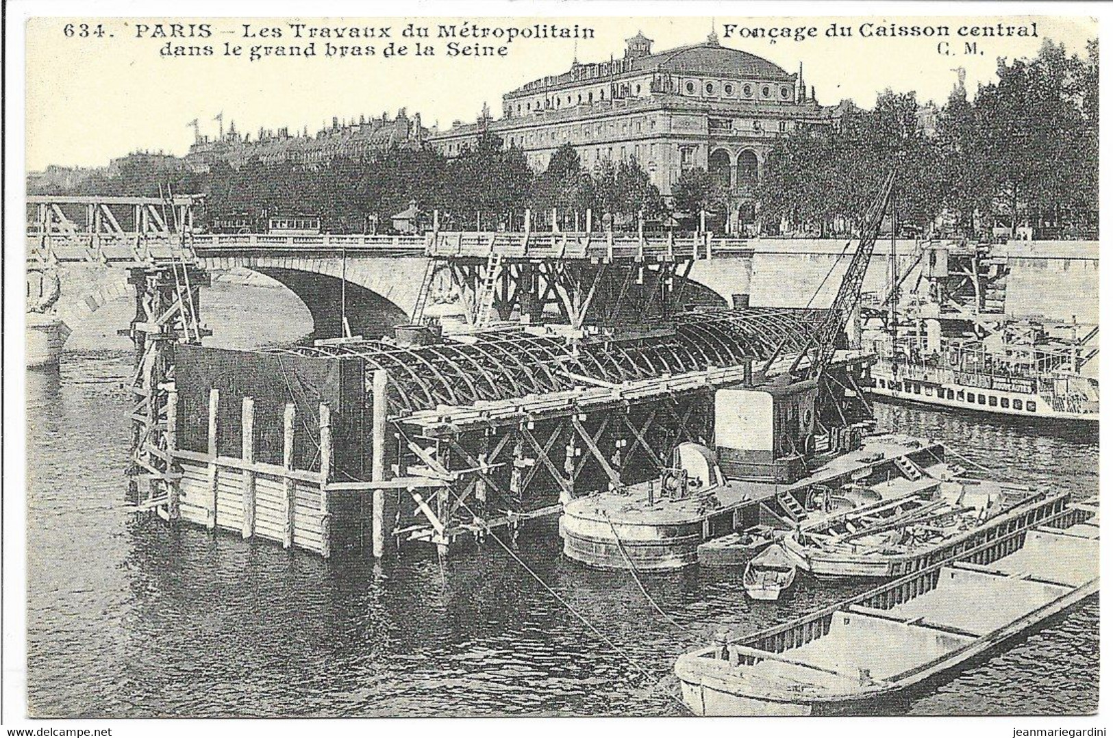 CPA ATTENTION REPRODUCTION CARTE POSTALE 634 PARIS LES TRAVAUX DU METROPOLITAIN FONCAGE DU CAISSON CENTRAL    TBE - Pariser Métro, Bahnhöfe