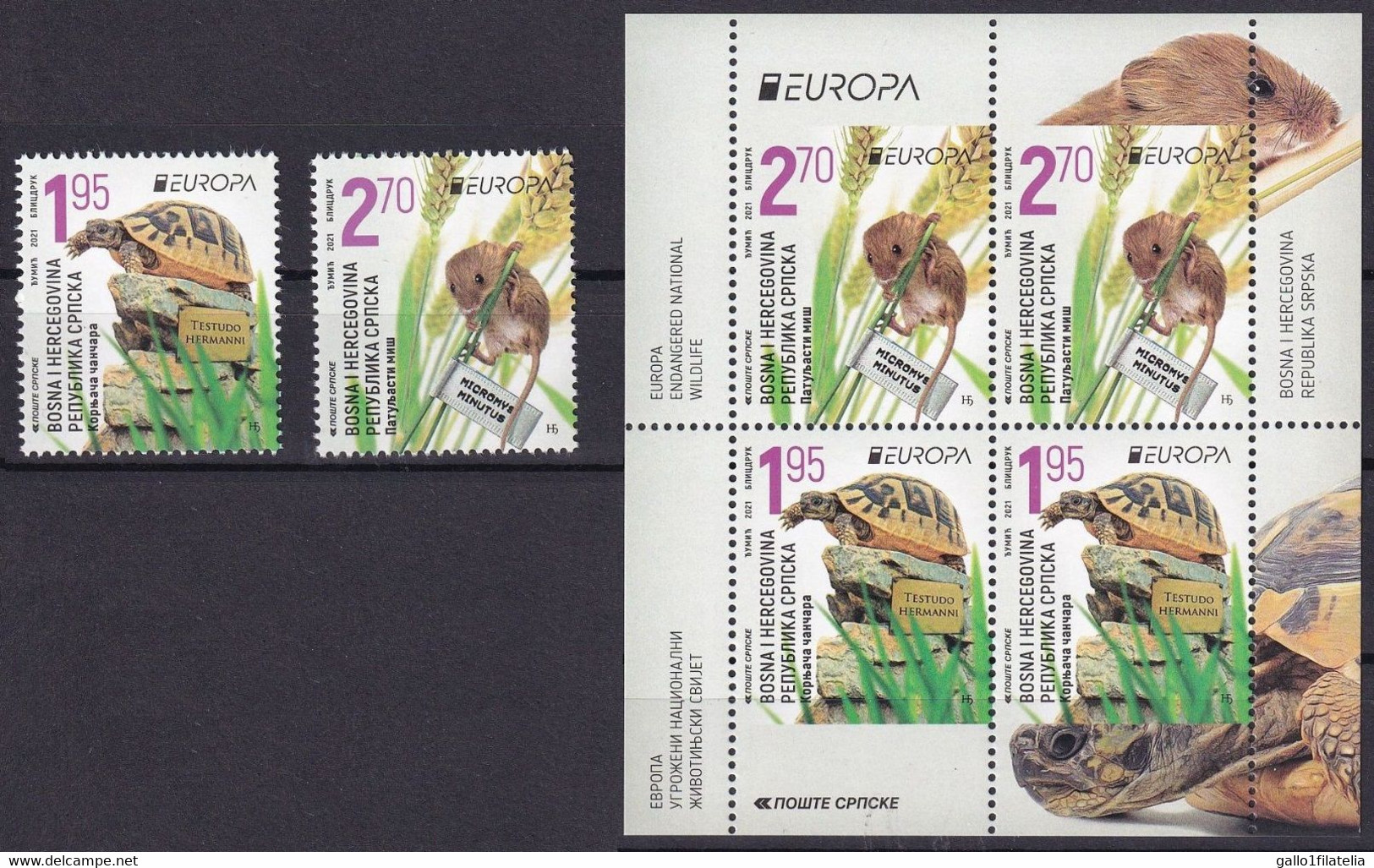 2021 - BOSNIA SERBIA - EUROPA CEPT - FAUNA NAZIONALE IN VIA DI ESTINZIONE / ENDANGERED NATIONAL WILDLIFE. MNH - 2021