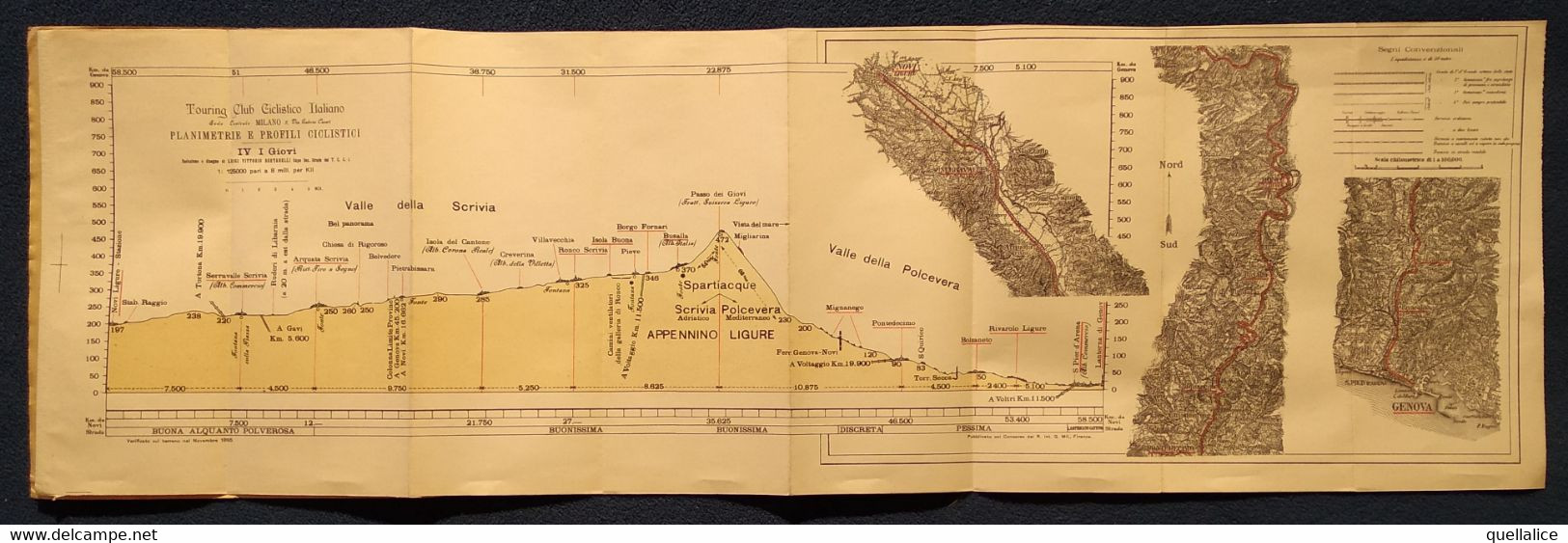 02846   "TOURING CLUB CICLIST. ITAL. - PLANIM. E PROFILI PASSO DEI GIOVI" ORIG. - Carte Stradali