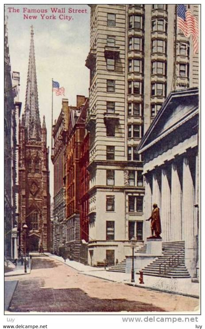 New York City - Handcoulored PC - The Famous WALL STREET, - Wall Street