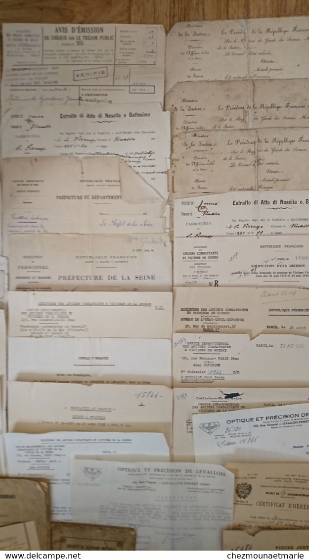 FAMILLE GIORDANO ORIGINAIRE DE VINADIO (ITALIE) - ETAT CIVIL, DOSSIER MILITAIRE, NATURALISATION - LOT DE 44 DOCUMENTS - Documents Historiques