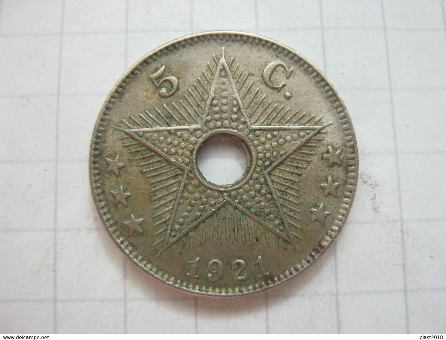 Congo Belgian 5 Centimes 1921 - 1910-1934: Albert I