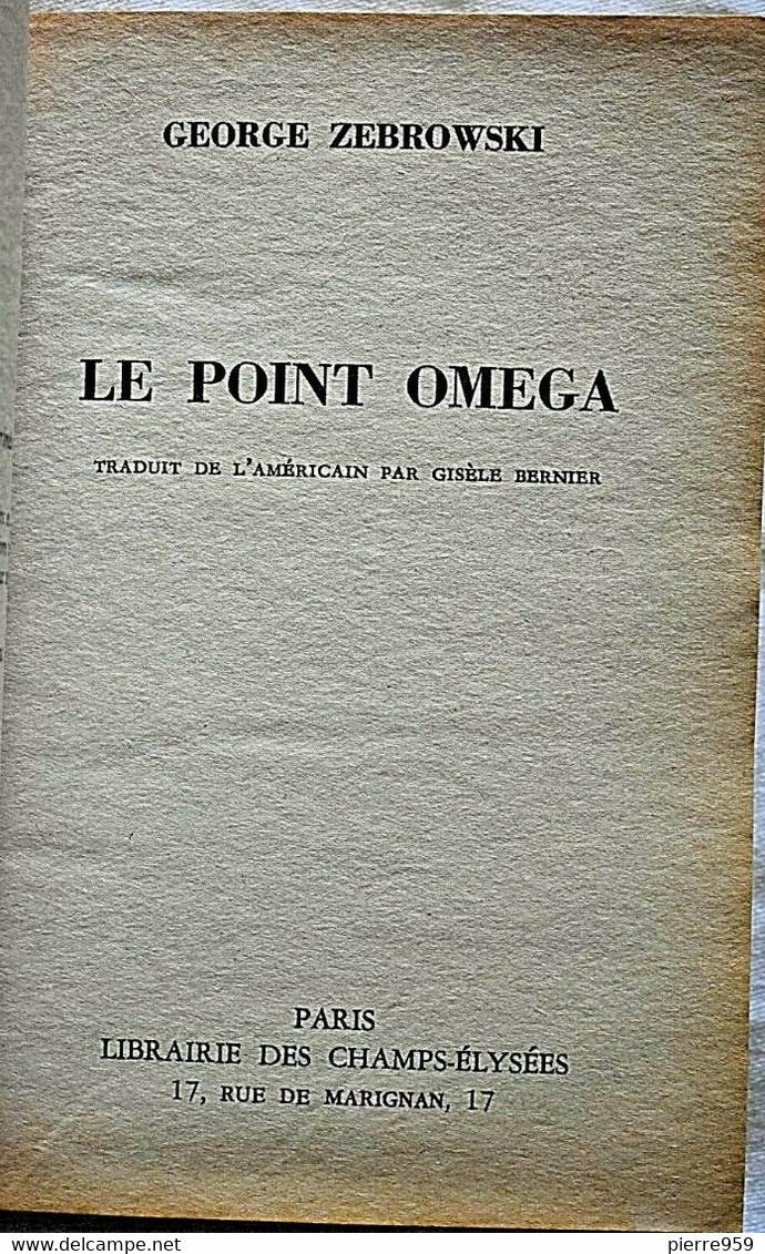 Le Point Oméga - George ZEBROWSKI - Le Masque SF