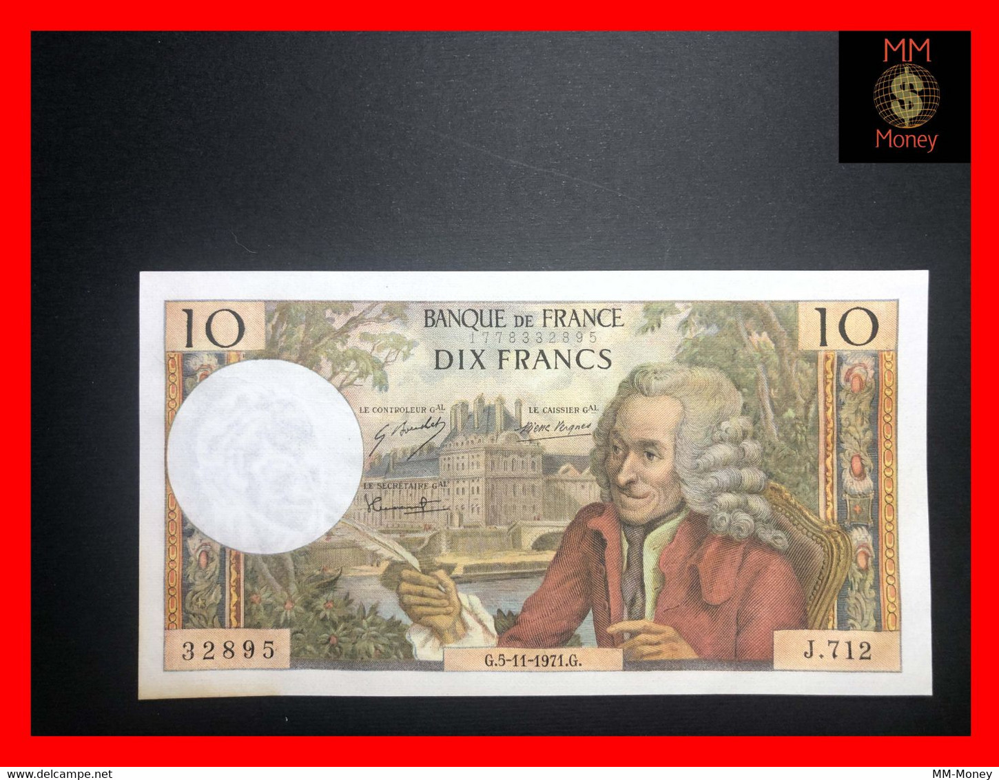 France 10 Francs  5.11.1971    P. 150  Stain   UNC- - 10 F 1963-1973 ''Voltaire''