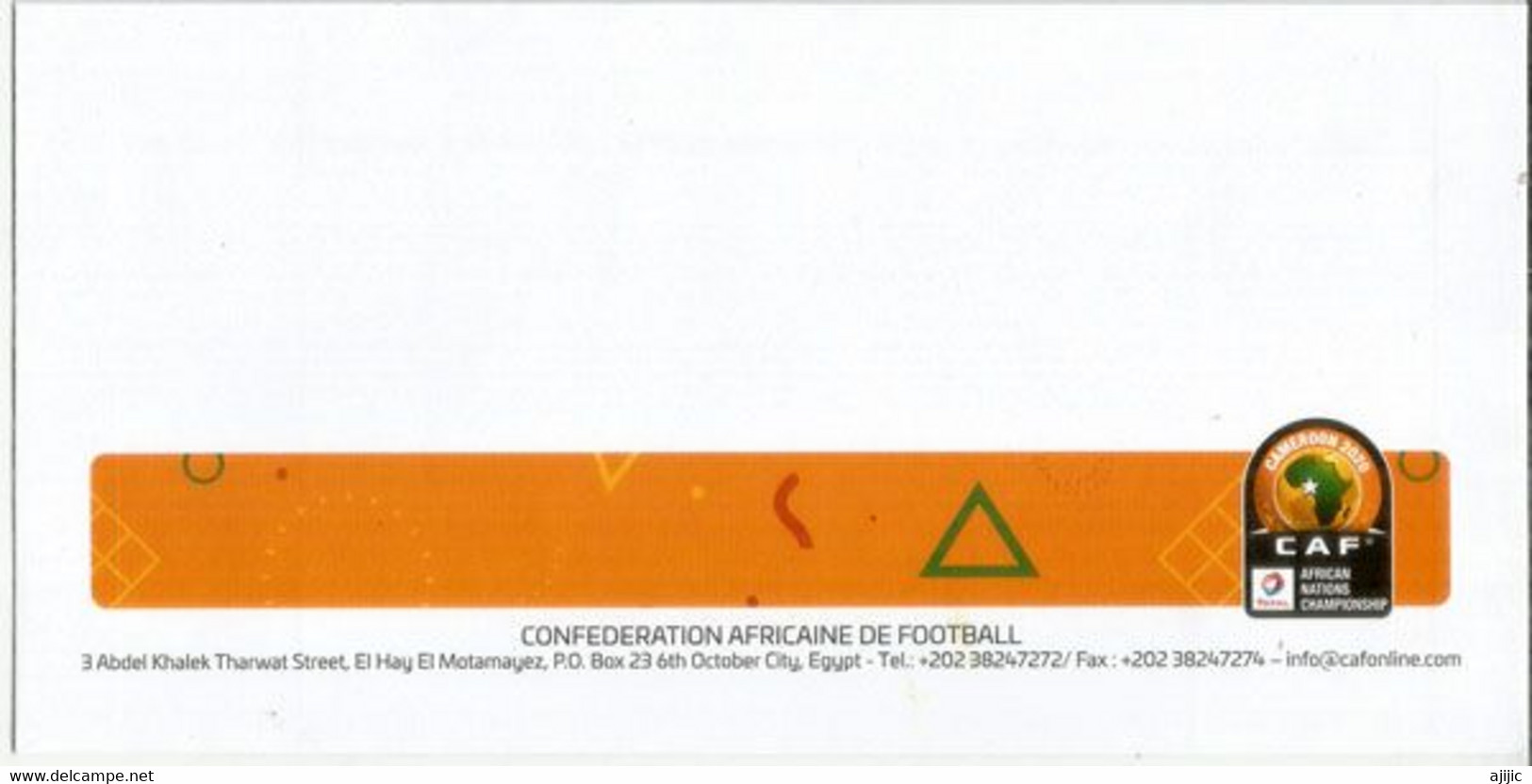 CAF.Confederation Africaine De Football. Blank Envelope From The Headquarters In Egypt.  (unused) - Lettres & Documents