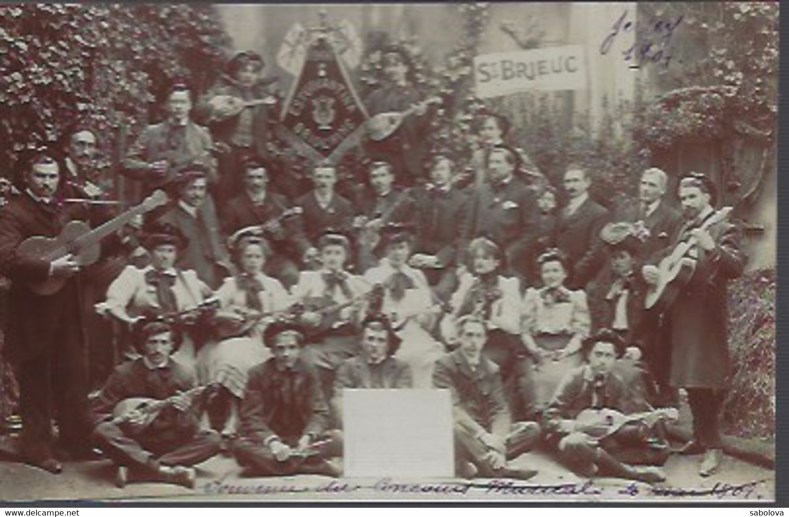 United Kingdom Jersey Photo Card Musical Concours  Estudiantina Briochine Saint Brieuc 20 Mai 1907 - Other & Unclassified