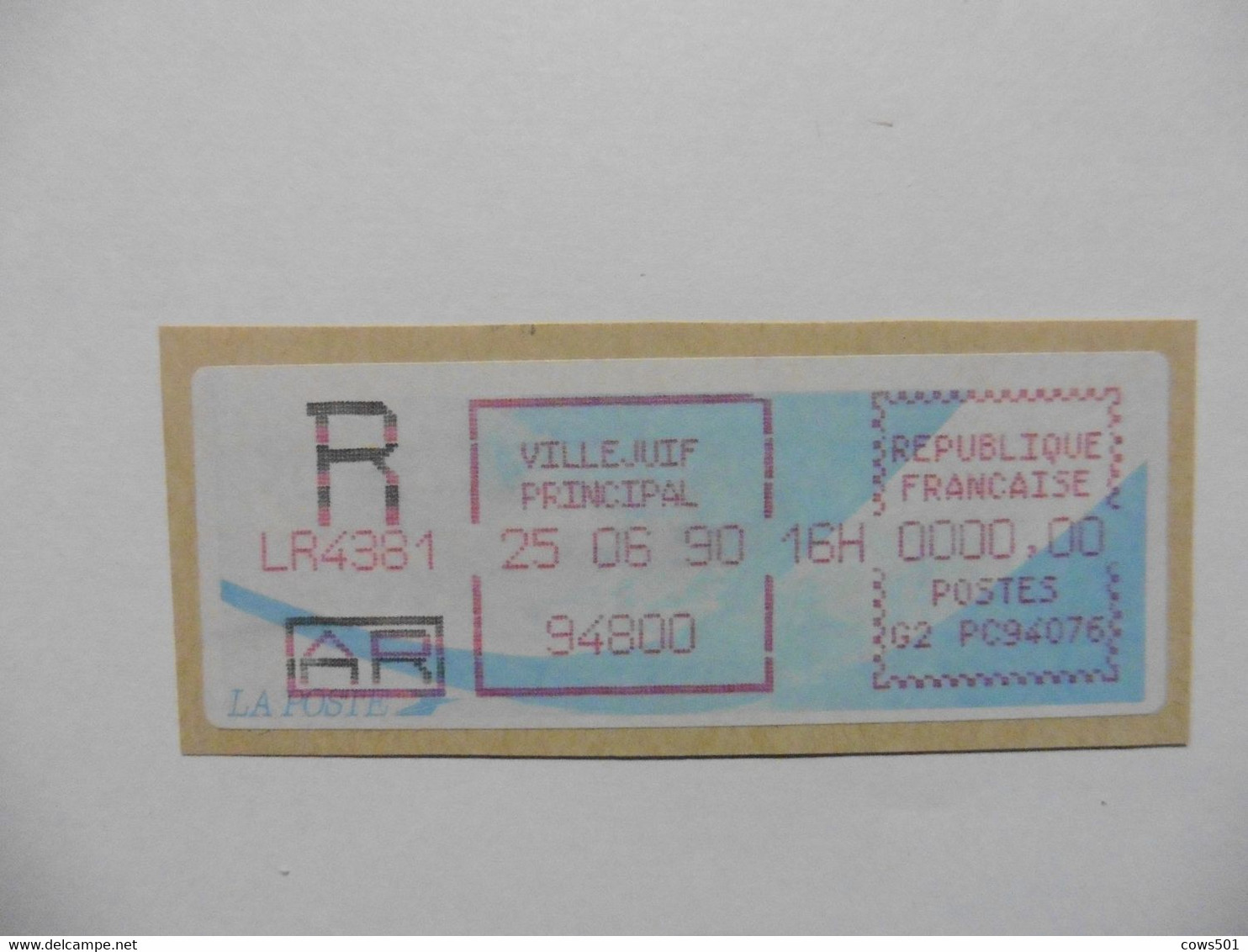 Vignettes D'affranchissement > 1985 Papier « Carrier » Villejuif Principal  Recommandé AR - 1985 « Carrier » Paper