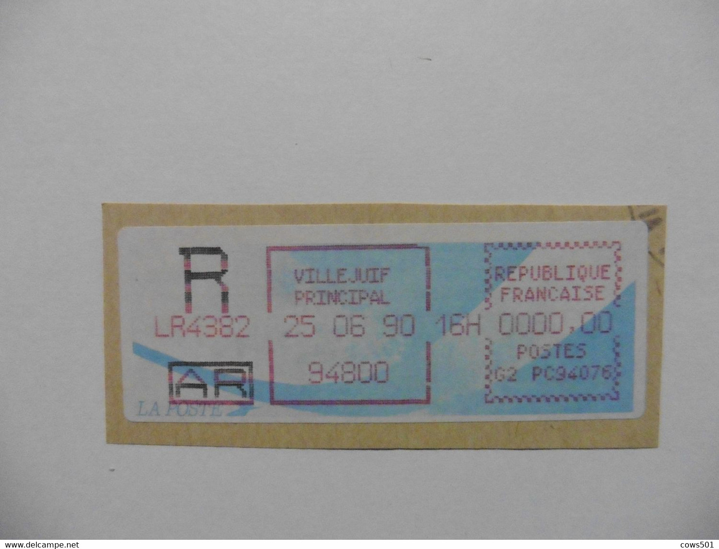 Vignettes D'affranchissement > 1985 Papier « Carrier » Villejuif Principal  Recommandé AR - 1985 Papier « Carrier »