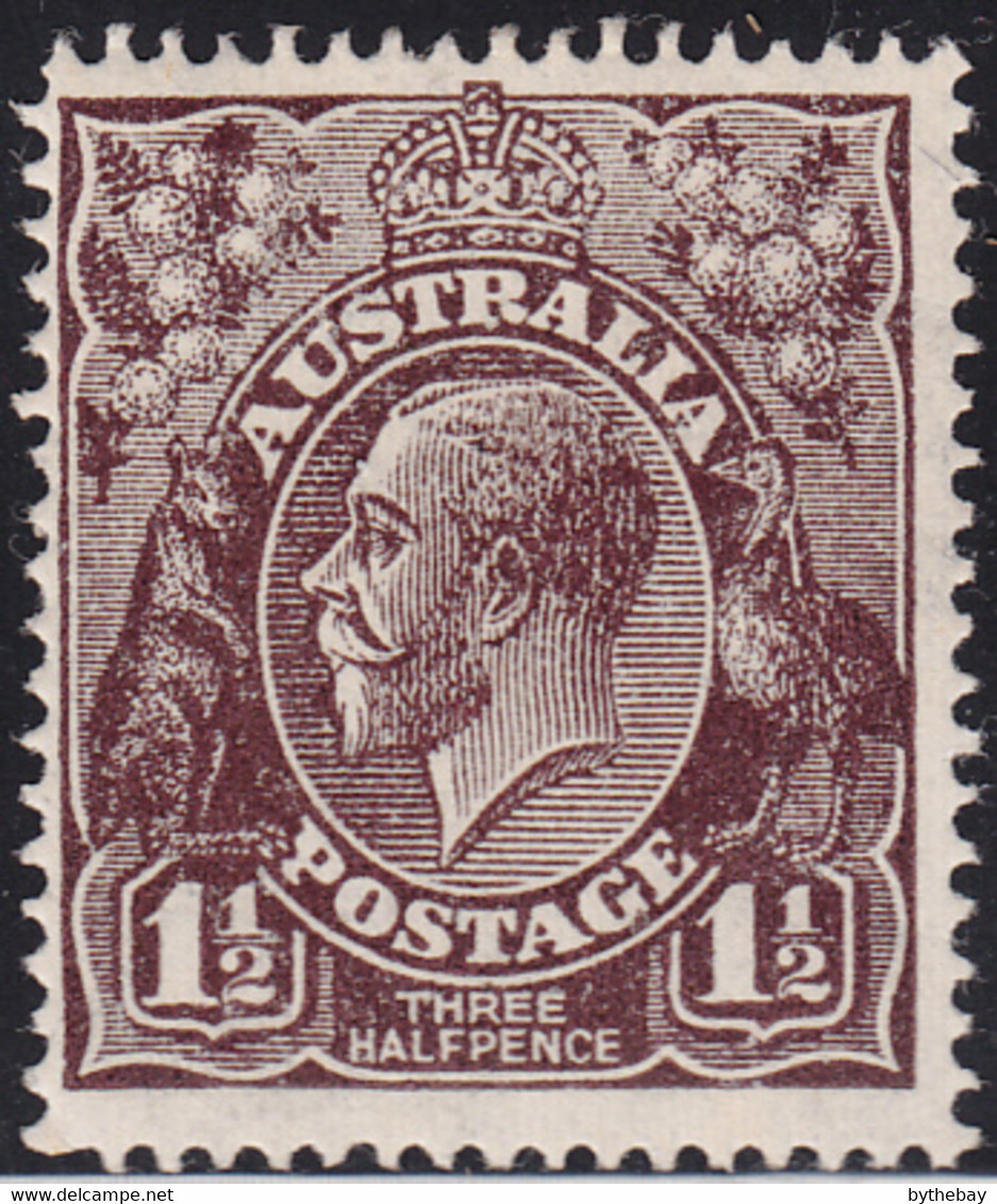 Australia 1918-23 MH Sc #63 1 1/2p George V Dark Brown Variety - Neufs