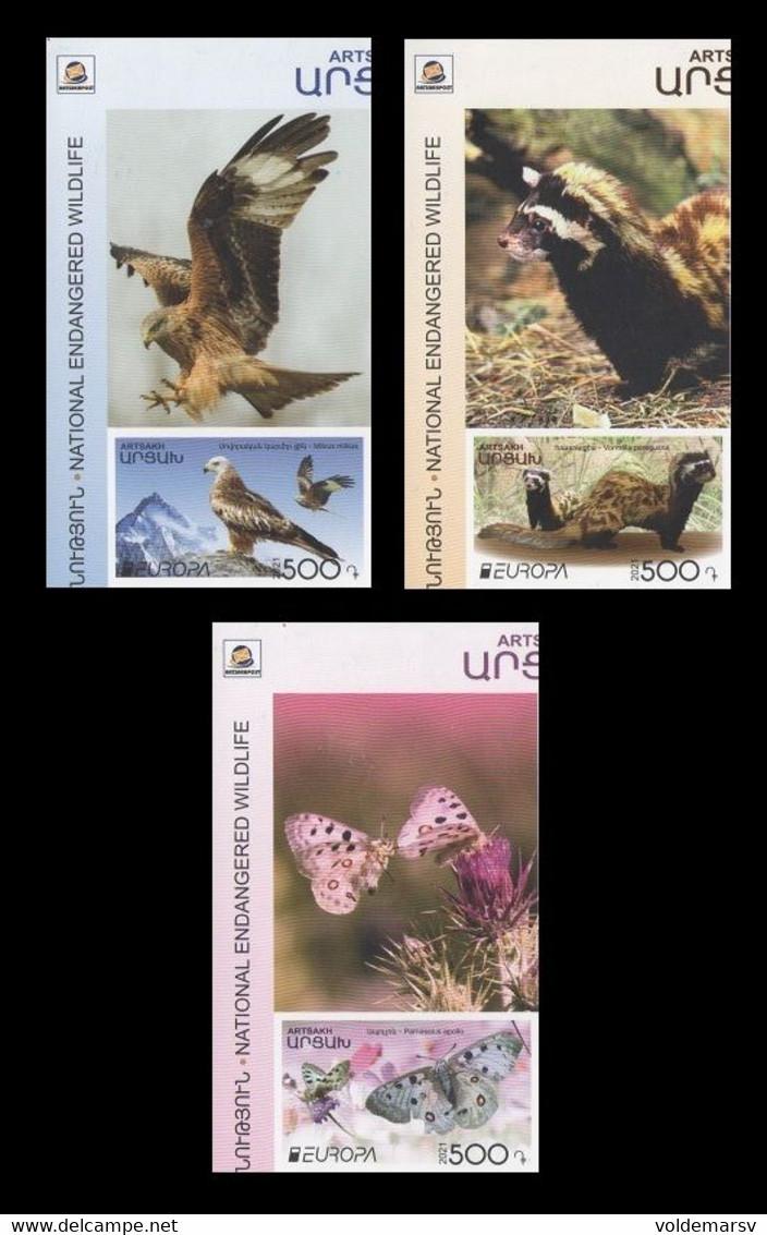 Armenia (Nagorno-Karabakh) 2021 Mih. 231B/33B Europa. Fauna. National Endangered Wildlife (with Labels) (imperf) MNH ** - Armenia