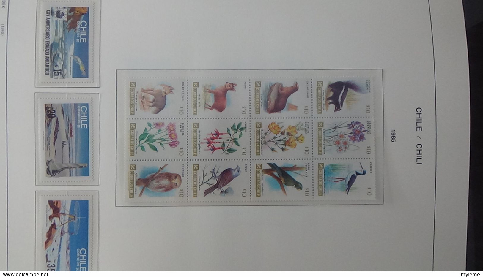 S197 Collection du Chili timbres et blocs ** en reliure  SCHAUBECK de 1974 à 1997. A saisir !!!