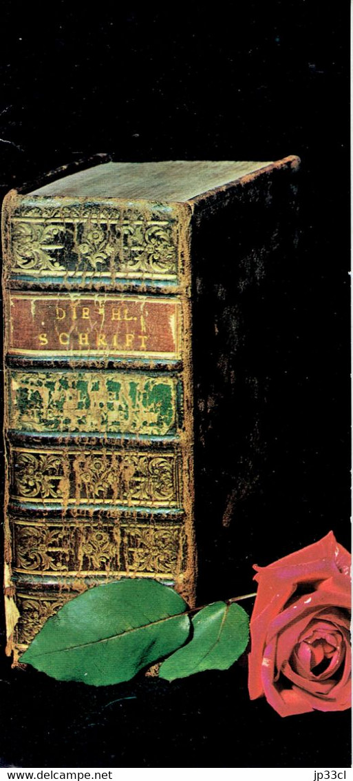 CP Dépliante Avec Rose En Ancienne Bible (Die Heilige Schrift) - Édit. Neufeld Verlag, Austria Autriche (années 1960) - Monuments