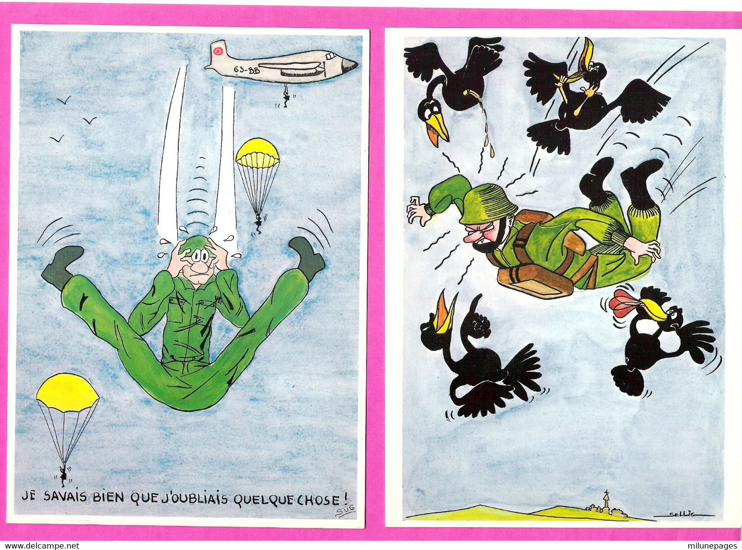 Militaires Parachutistes Lot De 12 Cartes Humoristiques Grand Format Ed.Jys Toulouse Dessins De Sug, Sellig - Humor