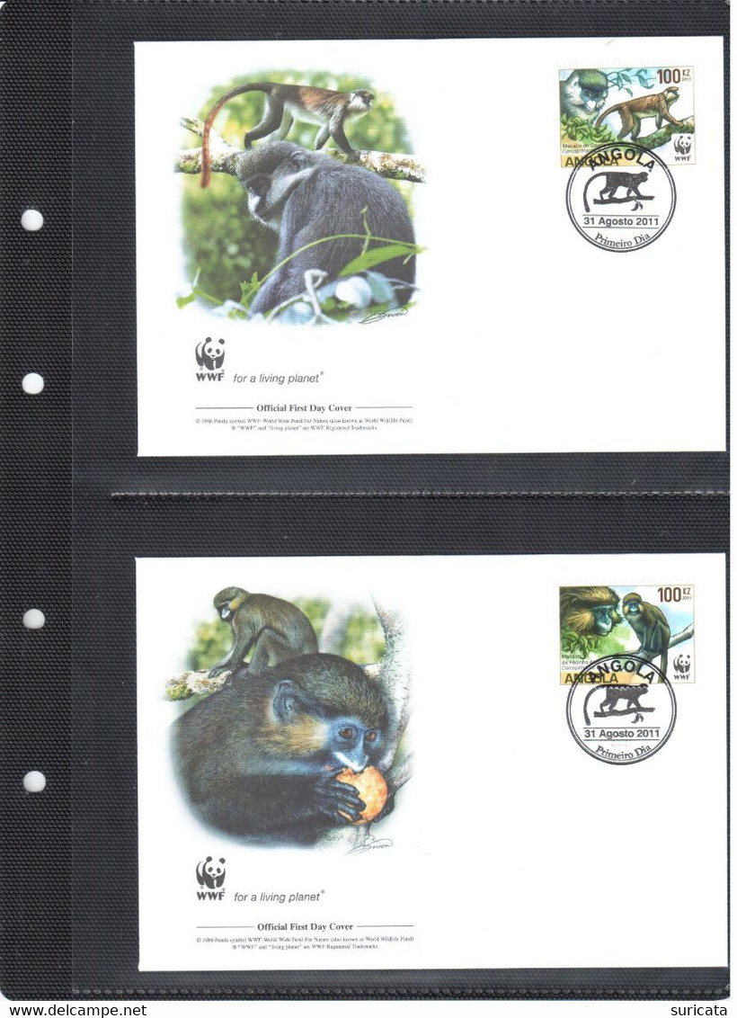 Angola 2011 - WWF Die Rotschwanzmeerkatze Und Die Blaumaulmeerkatze - Komplettes Kapitel Postfrisch MK FDC - Other & Unclassified