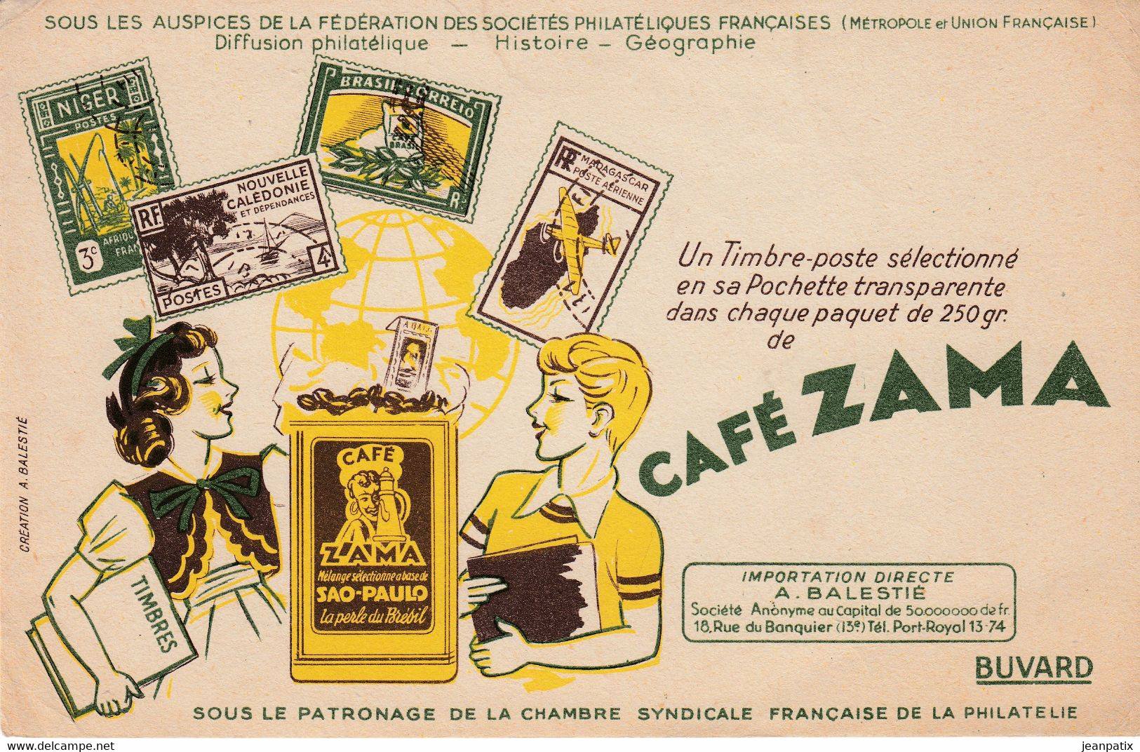 Buvard & Blotter -  Café ZAMA SAO PAULO La Perle Du Brésil -  Un Timbre Poste Sélectionné En Sa Pochette Philatélie - Other & Unclassified