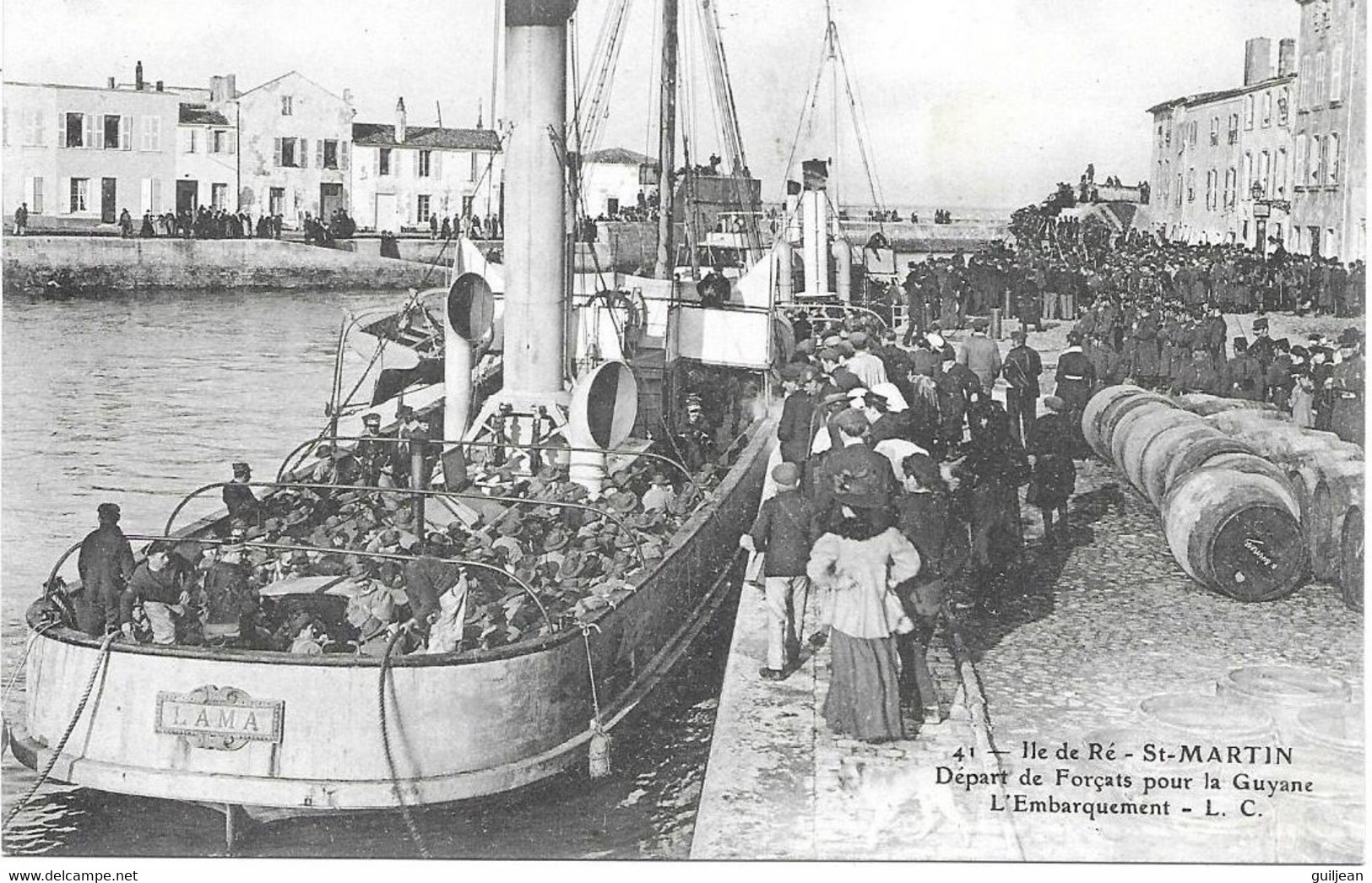 17 - ILE DE Ré - St-MARTIN - N° 41 - Départ De Forçats Pour La Guyane - L'Embarquement - L.C. - Dos Daté 8 Juillet 1911 - Gefängnis & Insassen