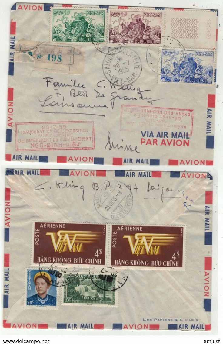 Viêt-Nam // Vietnam //  Lettre Recommandée FDC  Pour Lausanne (Suisse) 20/7/1955 - Vietnam