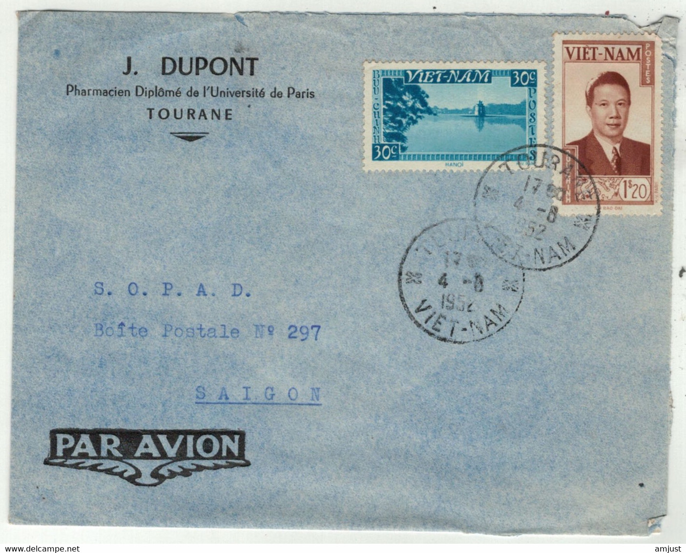 Viêt-Nam // Vietnam //  Lettre Pour Saigon 4/8/1952 - Viêt-Nam