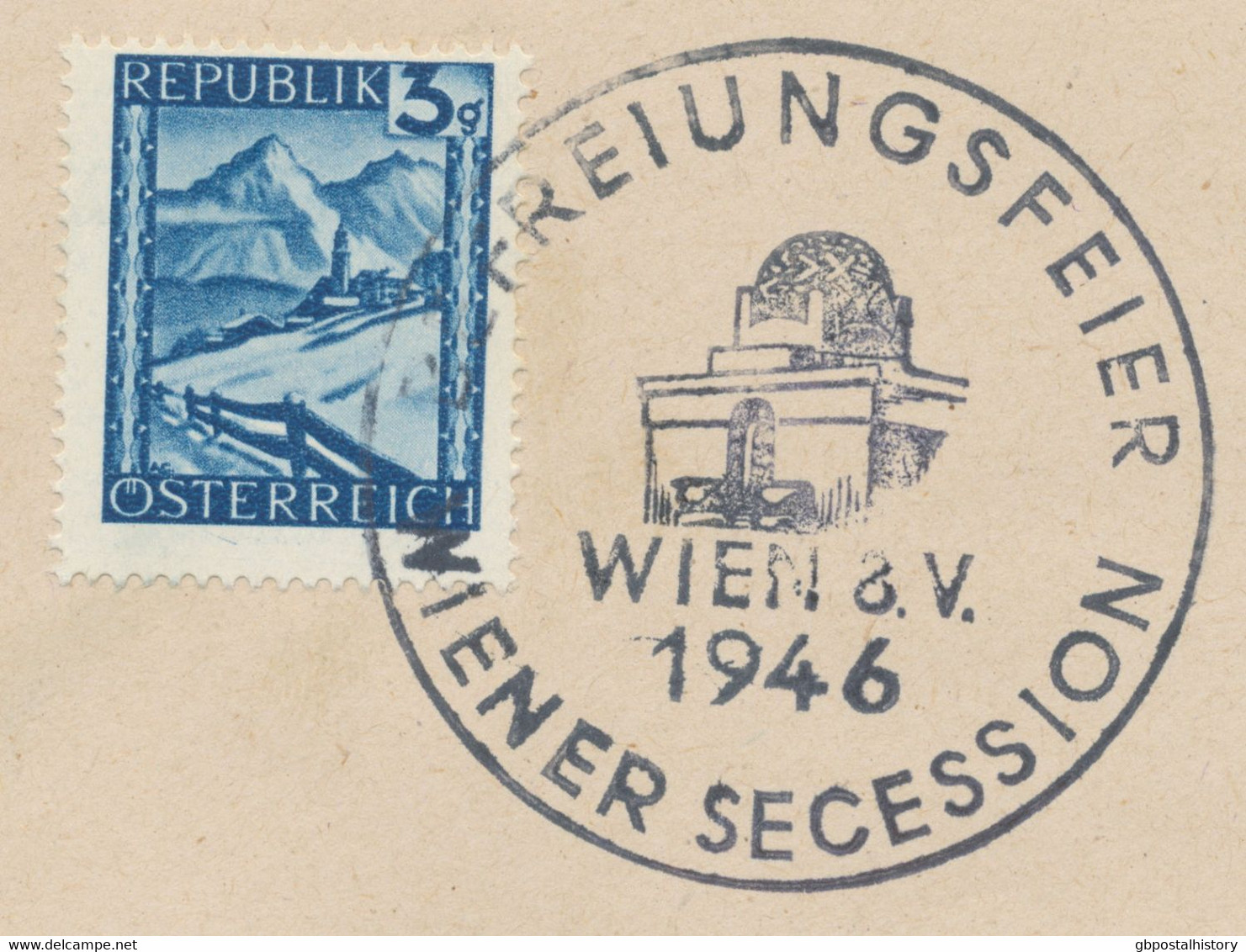 ÖSTERREICH SONDERSTEMPEL 1946 „BEFREIUNGSFEIER WIENER SECESSION WIEN 8.V.1946“ Auf Ortsbrief - Cartas & Documentos