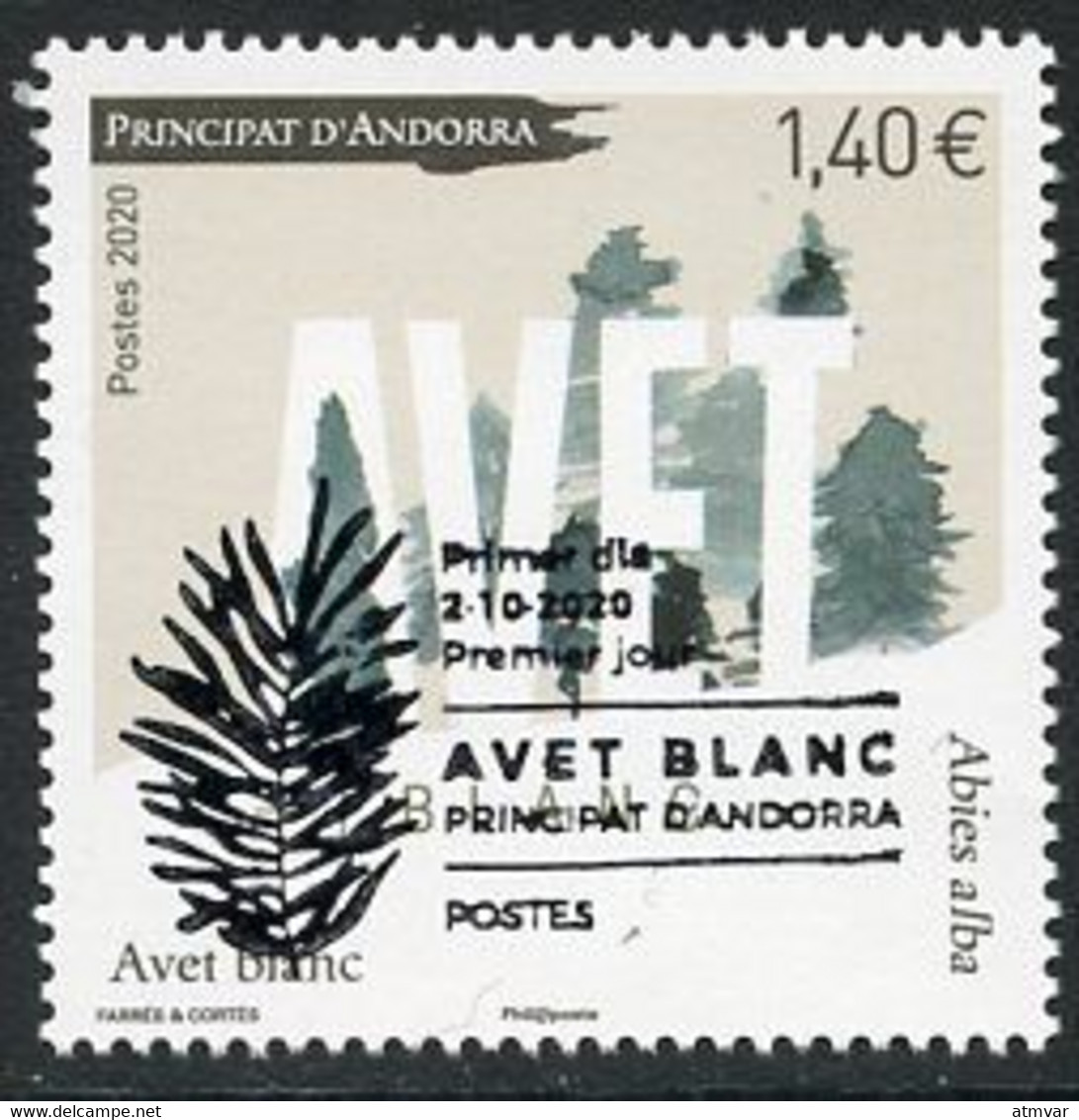 ANDORRA ANDORRE (2020) - Avet Blanc, Abies Alba, Sapin Blanc - Premier Jour, First Day Postmark, Matasello Primer Día - Gebruikt