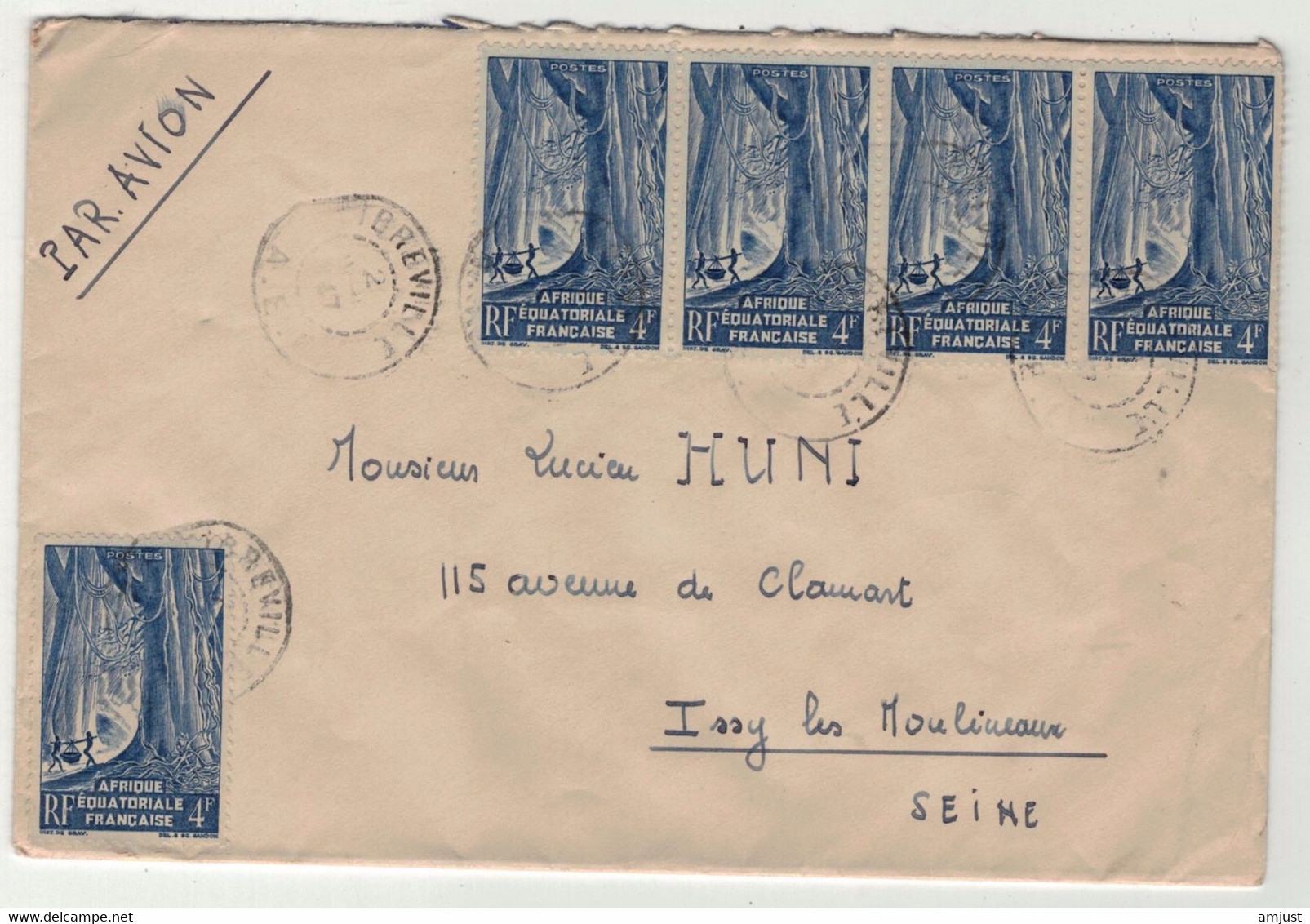 France Ex-colonies // A.E.F. // Lettre Par Avion  De Libreville Pour Issy Les Moulineaux (France) - Lettres & Documents