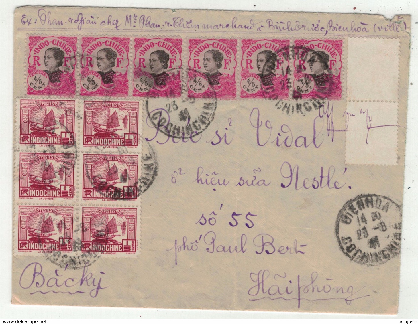 France Ex-colonies // Indochine // Lettre Pour Haiphong 23/8/1941 - Briefe U. Dokumente