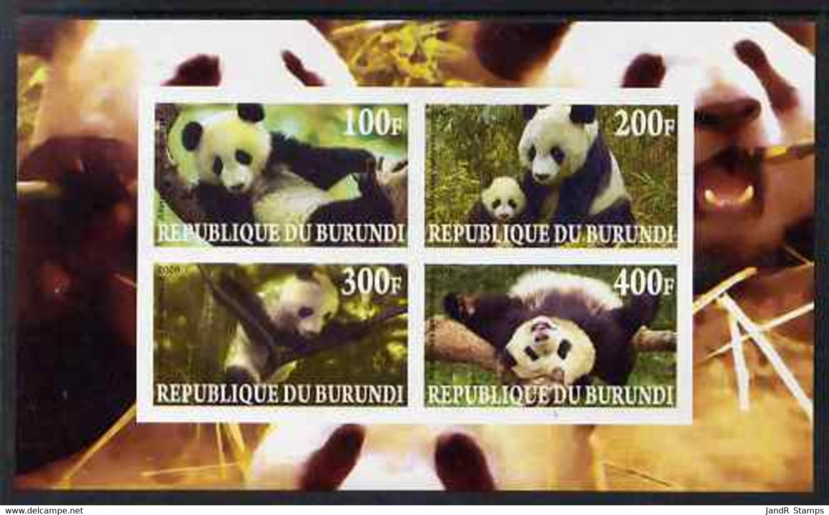 Burundi 2009 Pandas Imperf Sheetlet 4 Values U/m - Unused Stamps