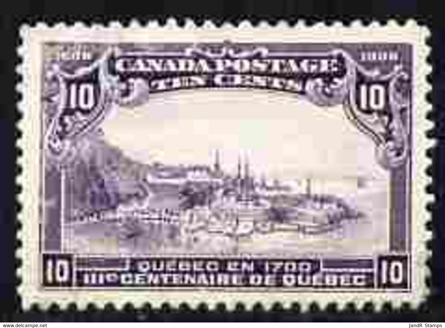 Canada 1908 Tercentenary 10c Violet Well Centred But Without Gum SG 193 - Ungebraucht