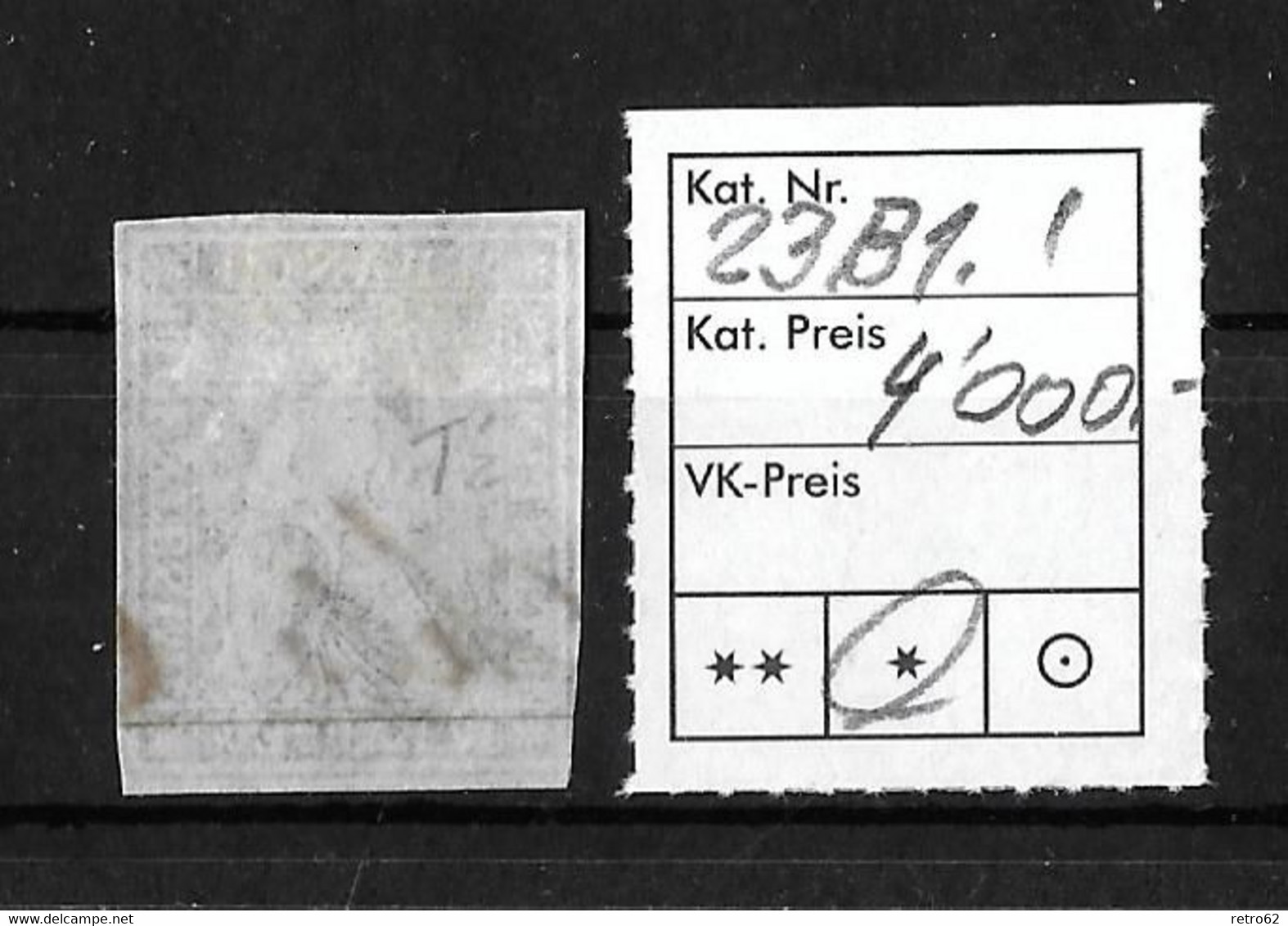 1854-1862 Helvetia (ungezähnt) → Ungebraucht, Mit Resten Von Gummi   ►SBK-23B1.I / 95% Weissrandig, Leicht Fleckig ◄ - Unused Stamps
