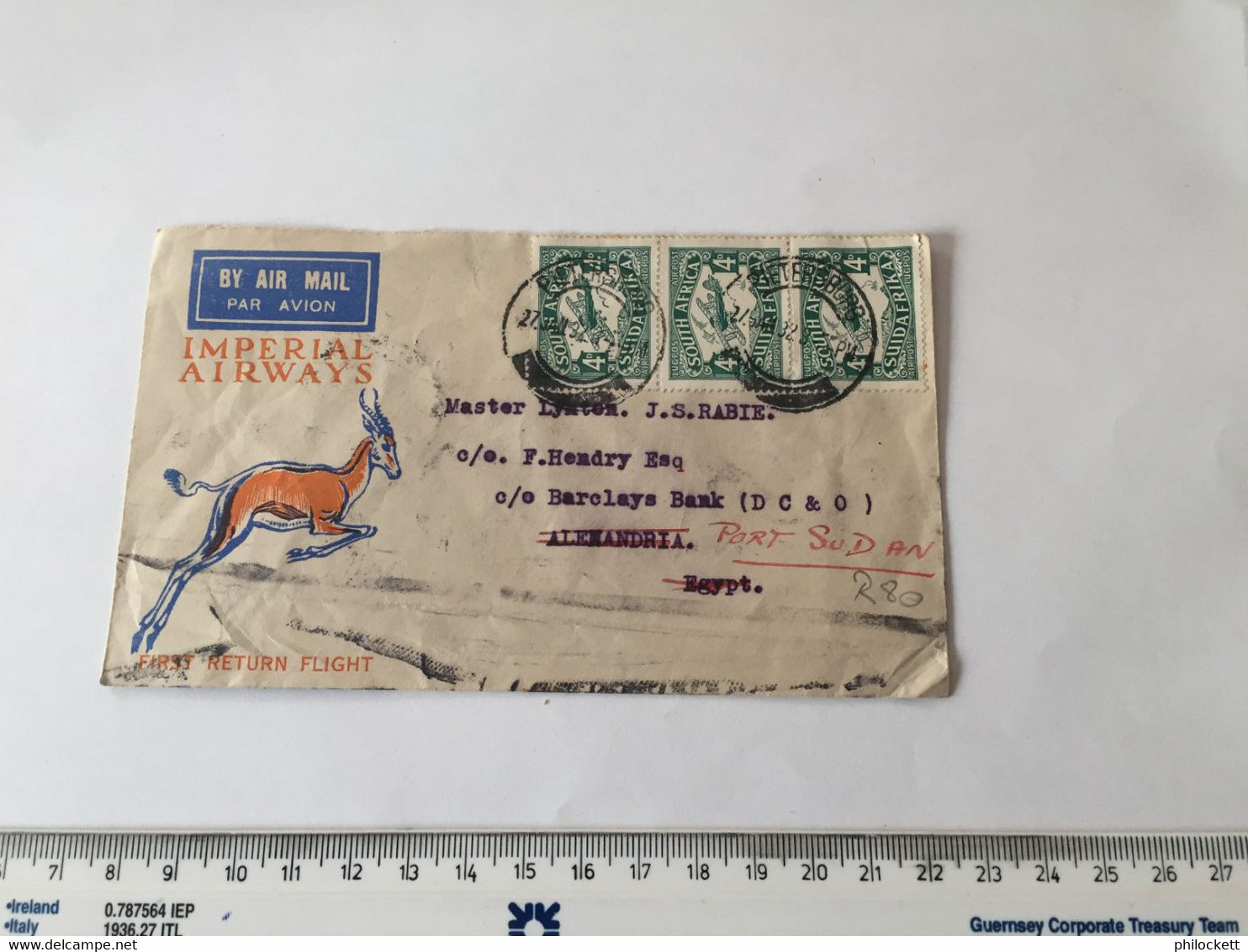 SOUTH AFRICA - FLIGHT COVER TO PORT SUDAN - 27/01/1932 - Africa (Other)