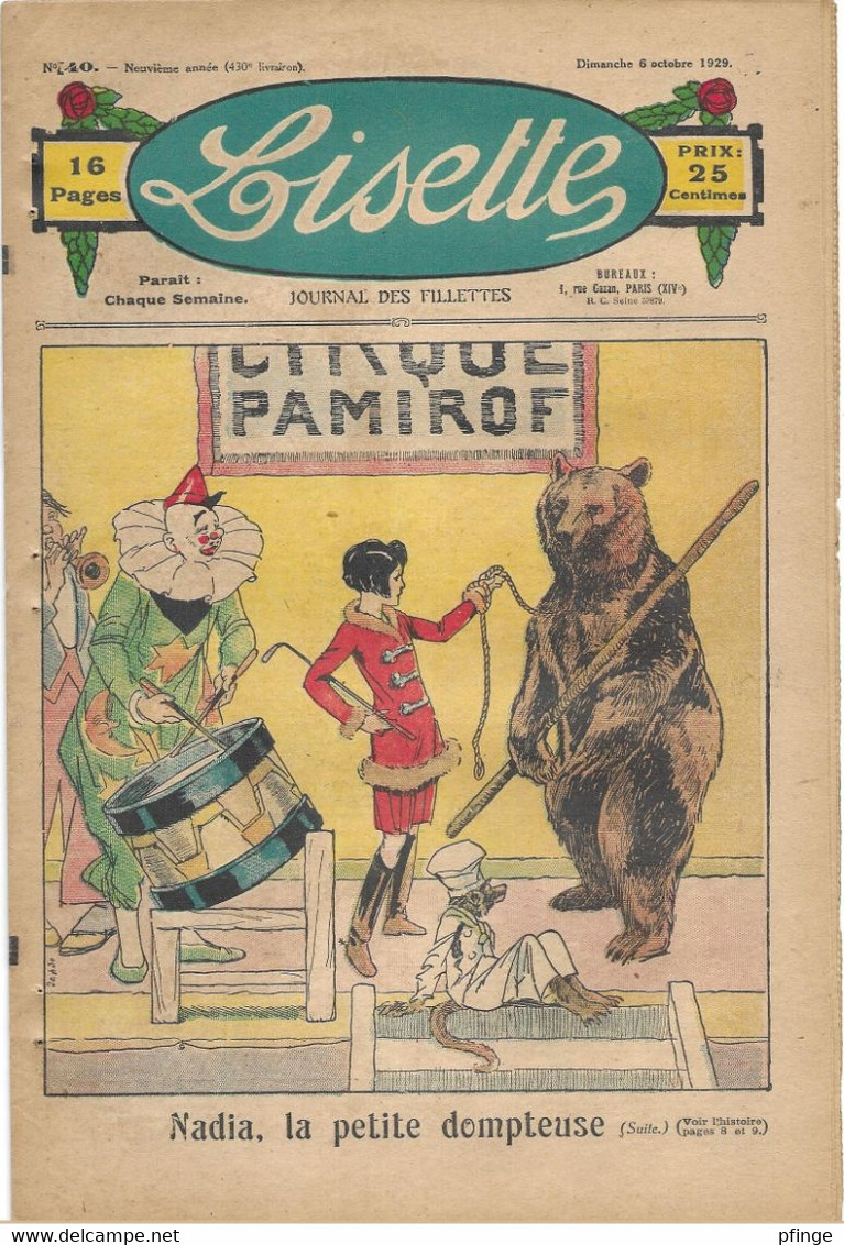 Lisette N°430 Du 6 Octobre 1929 - Lisette