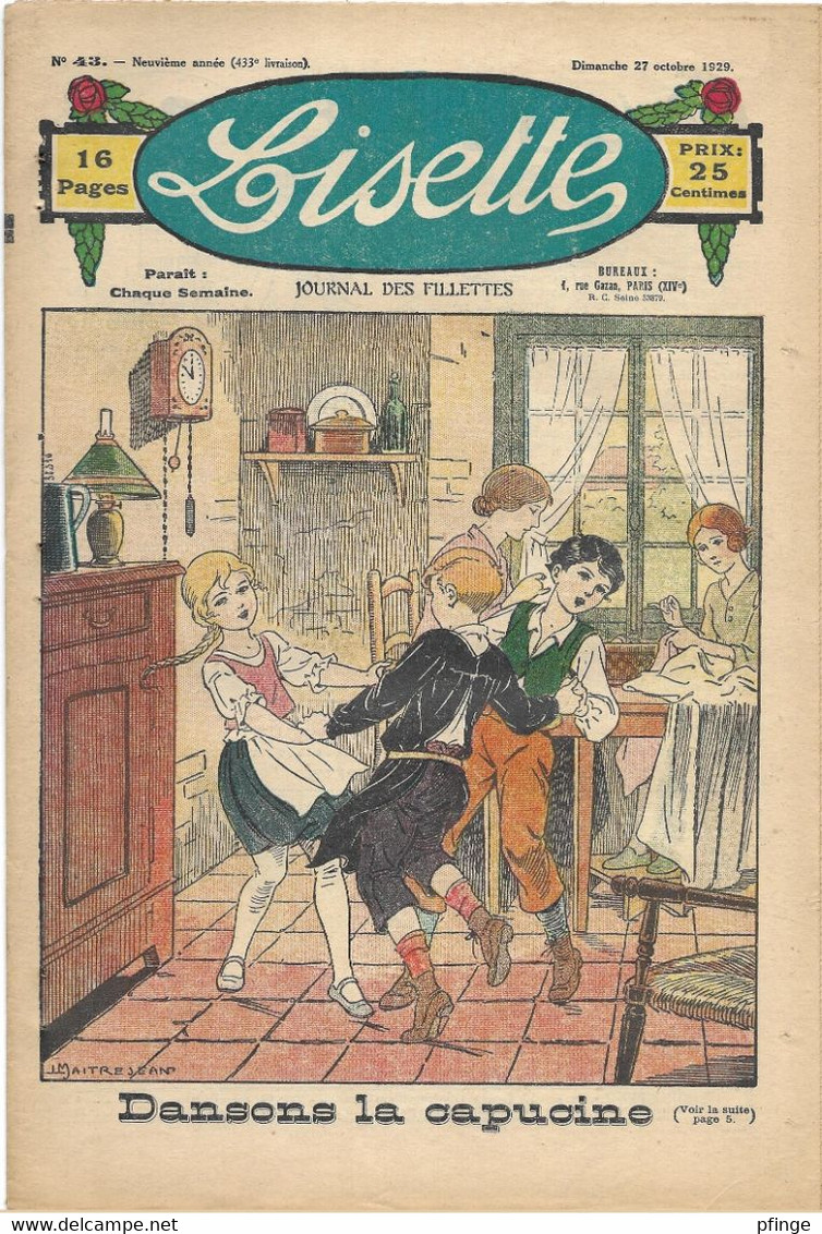 Lisette N°433 Du 27 Octobre 1929 - Lisette