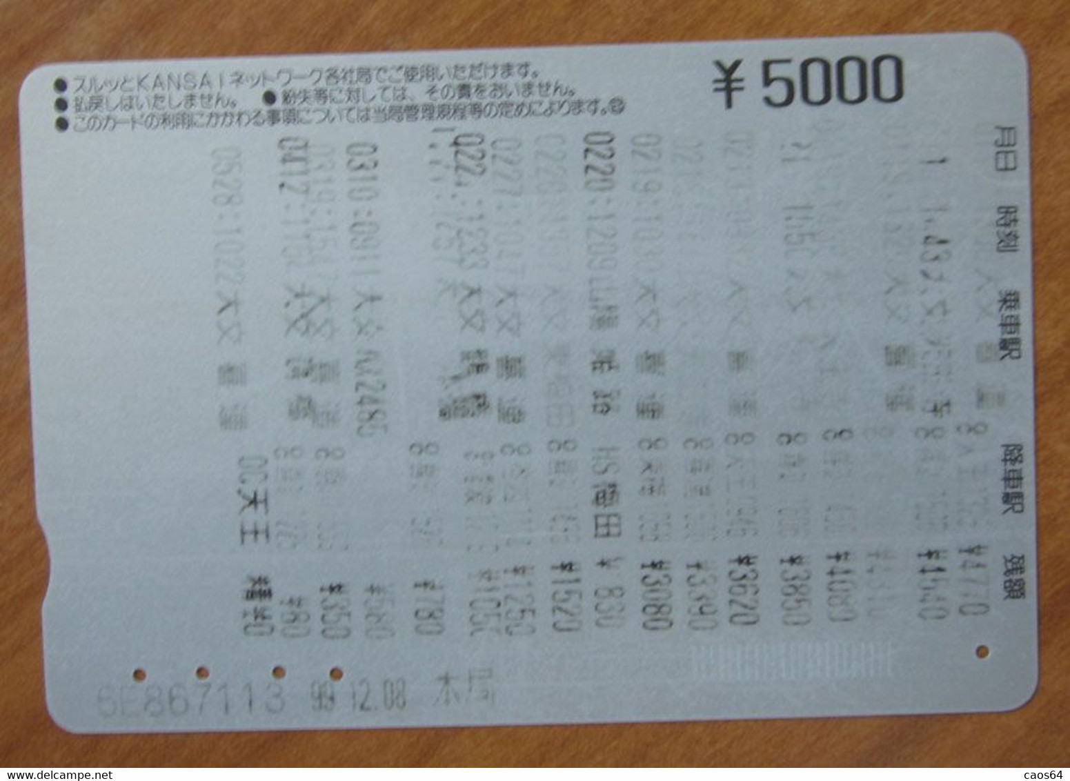 GIAPPONE Ticket Biglietto Architettura Castello Castle - Kansai Railway Rainbow  Card 5.000 ¥ - Usato - Mondo