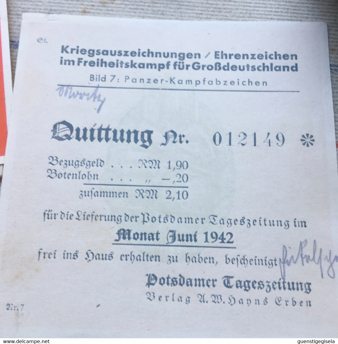 Propaganda Blatt Kriegsauszeichnungen Orden Panzer Kampfabzeichen 1942 - Ohne Zuordnung