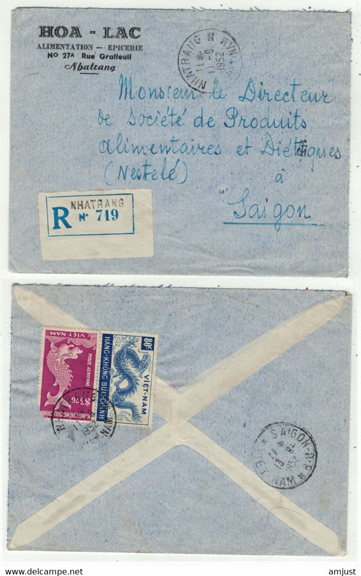 Viêt-Nam // Vietnam //  Lettre Recommandée De Nhatrang Pour Saigon 11/9/1952 - Vietnam