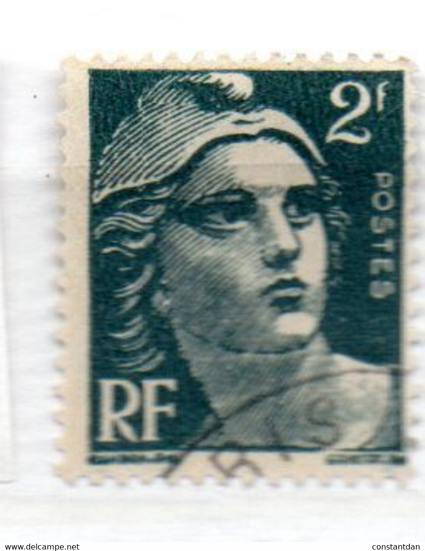 FRANCE N° 713 2F VERT FONCE TYPE MARIANNE DE GANDON VERT NOIR OBL - Usados