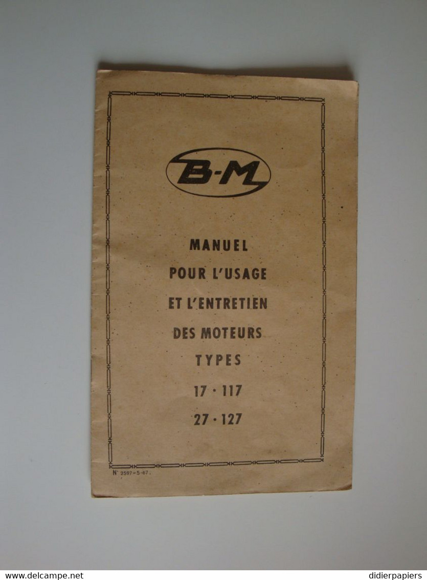 Manuel D'entretien Pour Moteur BERNARD,types 17.117-27.127 - Machines