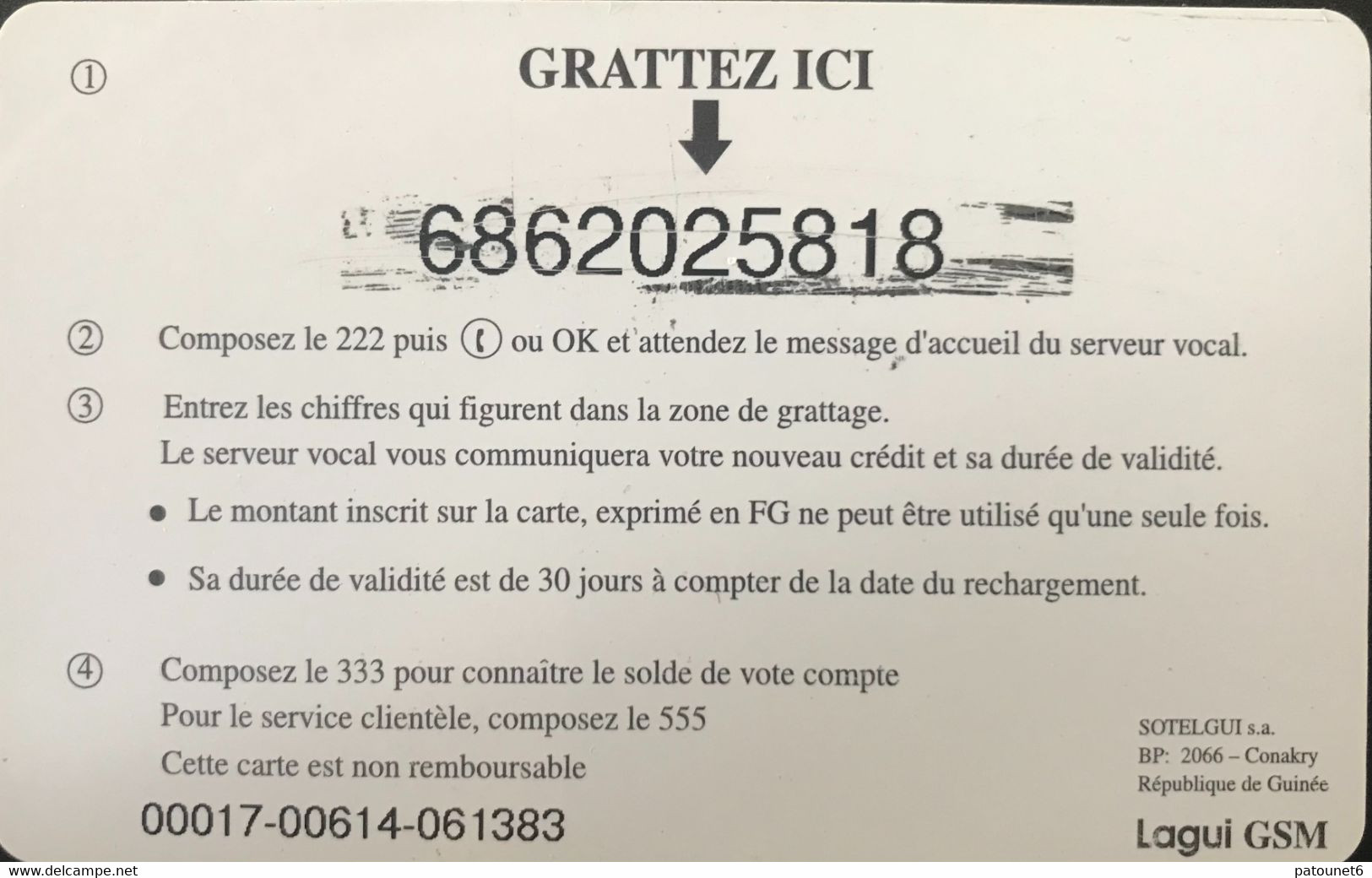 GUINEE  -  SOTELGUI  - Prepaid  - LAGUI  - FG 15 000 - Guinée