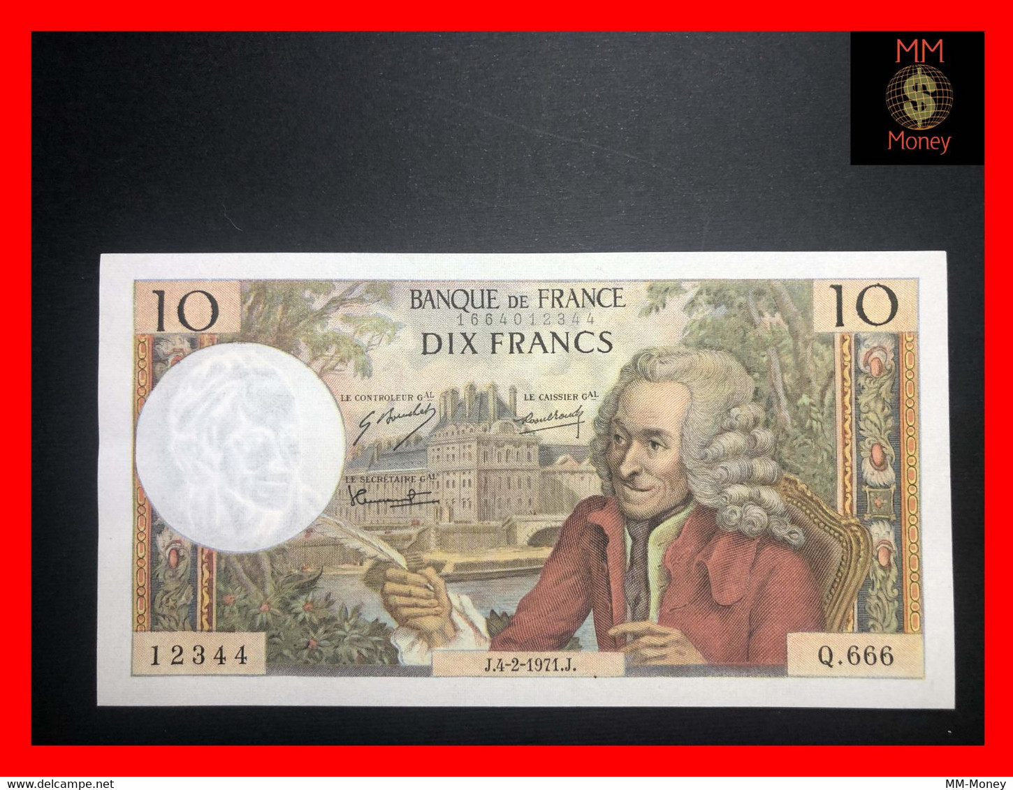 France 10 Francs  4.2.1971  P. 150  P.hs.     XF - 10 F 1963-1973 ''Voltaire''