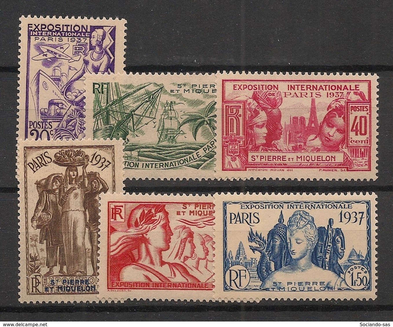 SPM - 1937 - N°Yv. 160 à 165 - Série Complète - Exposition Internationale - Neuf Luxe ** / MNH / Postfrisch - Unused Stamps