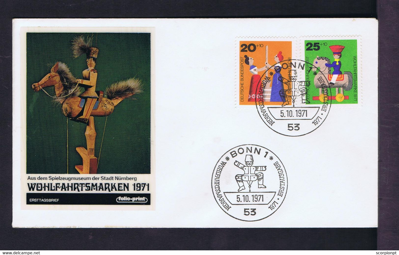 Germany Bona City Fdc Mailed 1971 Jeux Enfance Puppets Children Sp7655 - Marionnettes