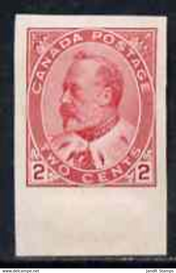 Canada 1903-12 KE7 2c Carmine Imperf Marginal Single With Flaw On King's Head, As SG177a - Ungebraucht