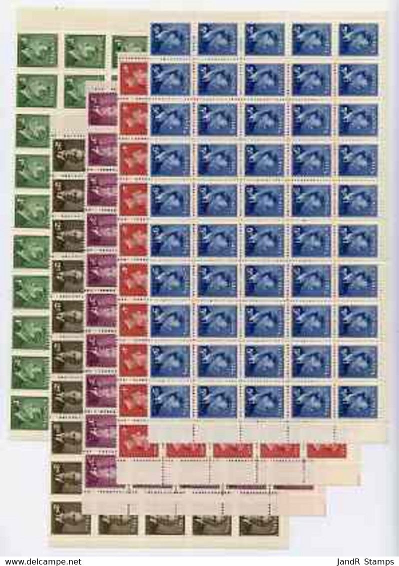 Canada 1950 KG6 Set Of 5 Without Dates Each In U/m Blocks Of 50, Cat £70 - Nuevos