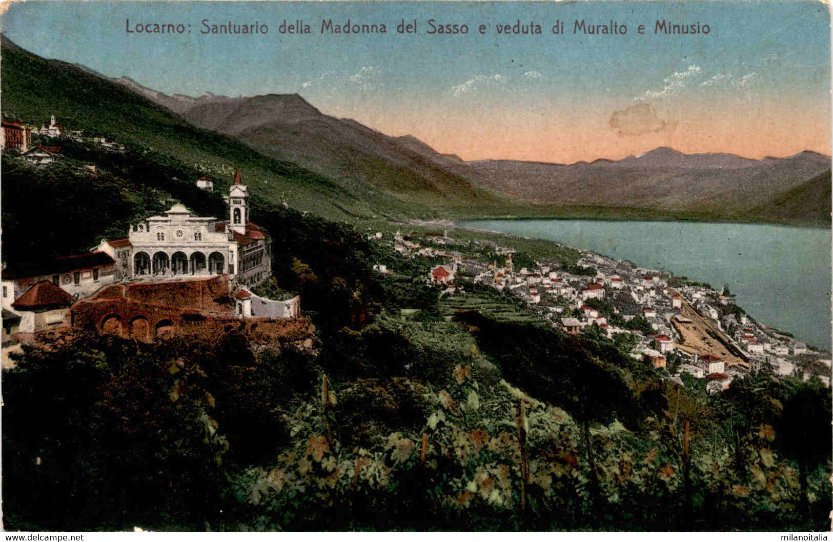 Locarno - Santuario Madonna Del Sasso E Veduta Di Muralto E Minusio (6359) * 9. 3. 1917 - Minusio