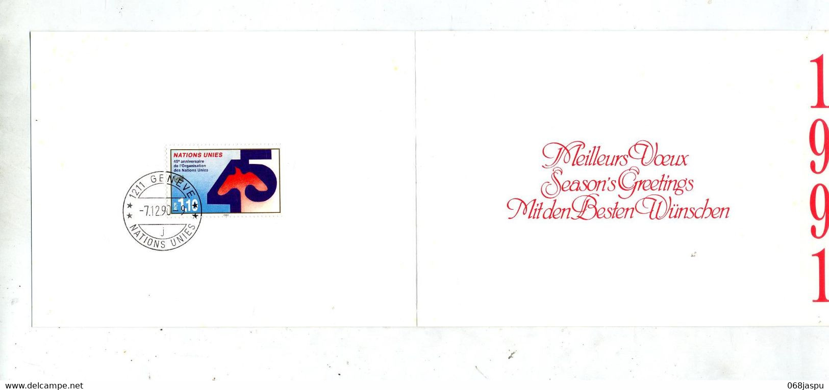 Carte De Voeux 1991  Cachet Geneve - Lettres & Documents