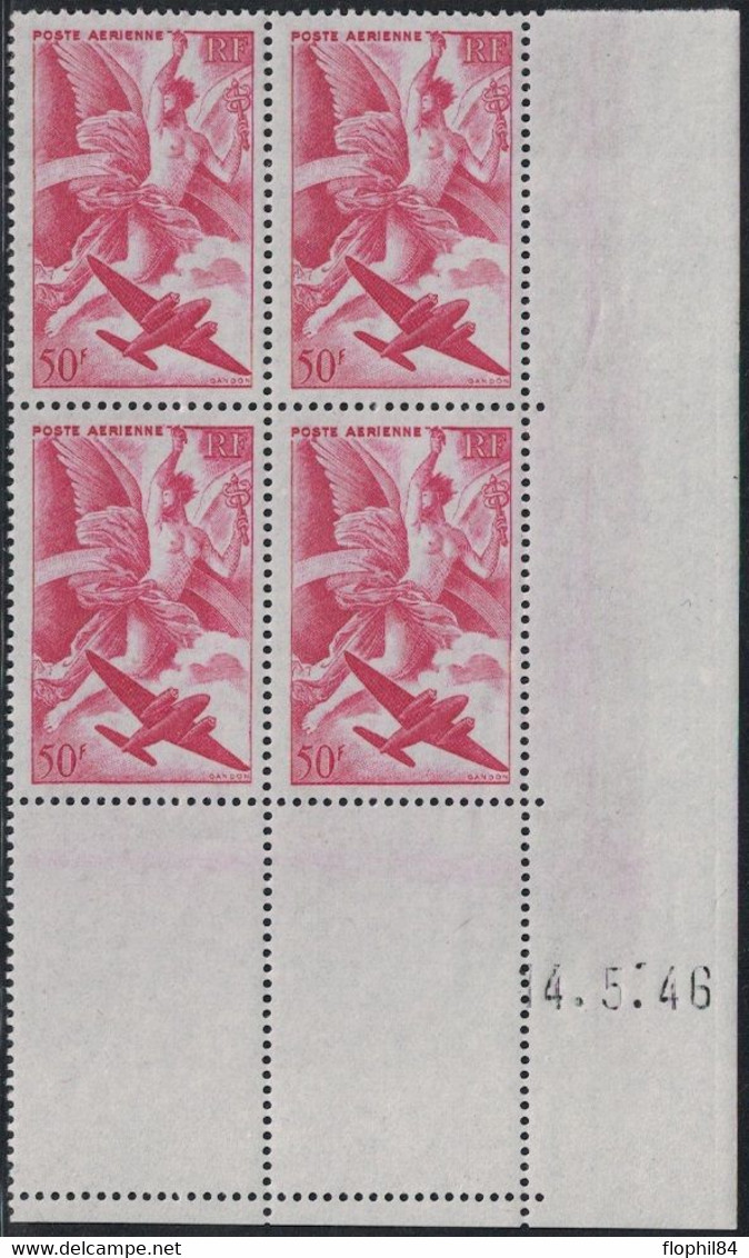 POSTE AERIENNE - N°17 - BLOC DE 4 COIN DATE - 4-5-1946. - Poste Aérienne