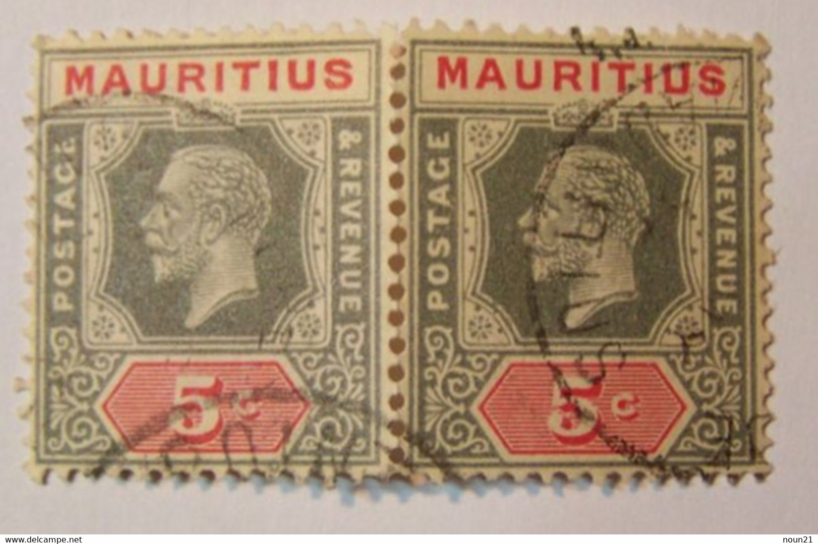 Ile Maurice (mauritius) - George V 5C  Paire Horizontale - Oblitéré - Mauricio (1968-...)